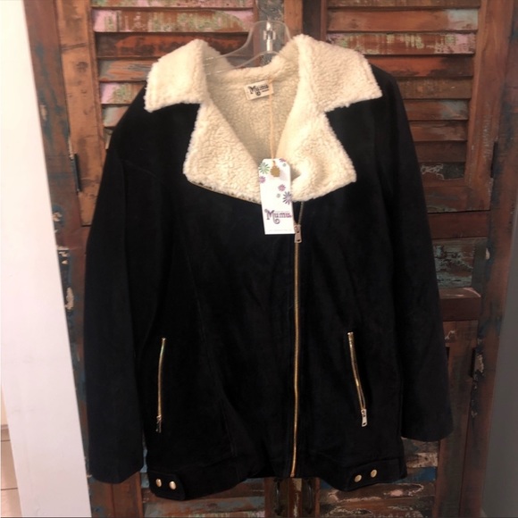 NWT show me your mumu Elisha Sherpa Jacket Brown Medium Coat - Picture 2 of 3